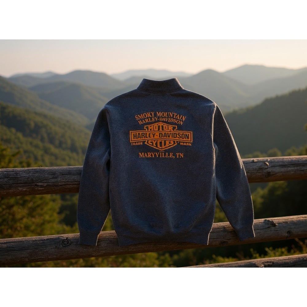 Harley‎ Davidson Smoky Mountain Maryville TN Zip Up Fleece Sweatshirt Men causal